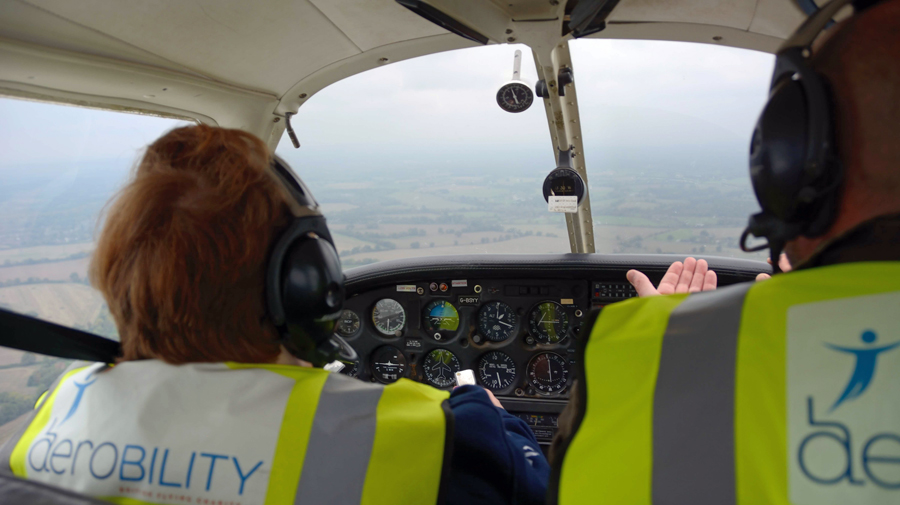 A view from the cockpit of the aircraft that customers used to complete their silver flying award with Aerobility