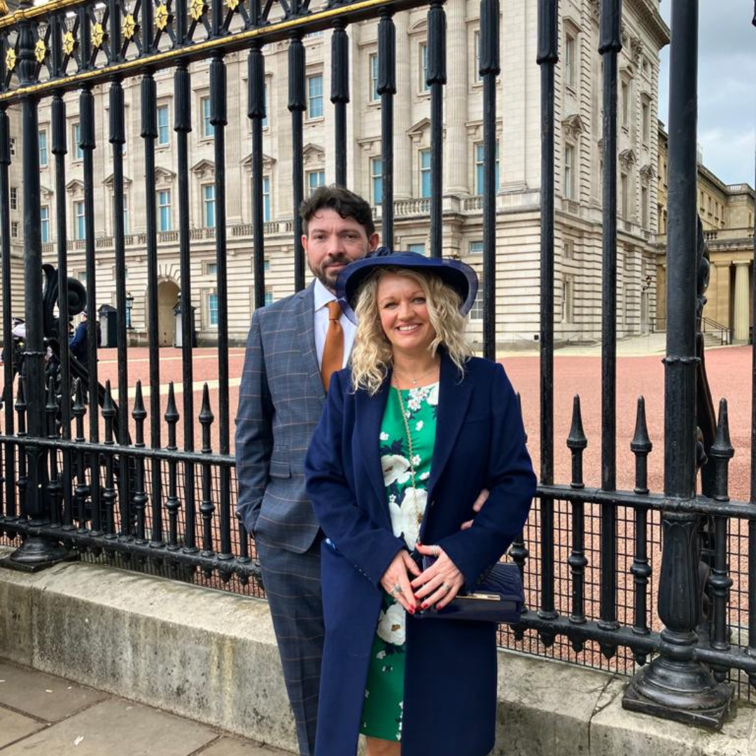 Donna with her Husband at the Royal Garden Party